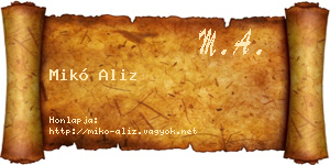 Mikó Aliz névjegykártya